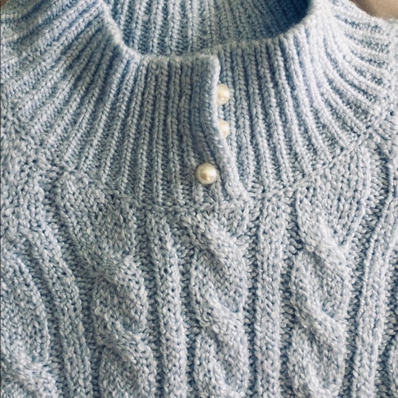 Marled Knit Pullover Sweater Size L, light baby blue - Picture 2 of 4